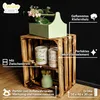 A wooden crate shelf unit with decorative items and paint cans. Produktbild-Vorschau