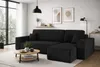 A modern living room with a black sectional sofa and a round coffee table. Produktbild-Vorschau