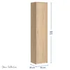 A tall, narrow, single-door cabinet with a wood-grain finish, shown against a white background with dimensions indicated. Produktbild-Vorschau