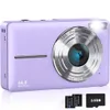 A purple digital camera with accessories. Produktbild-Vorschau