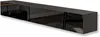 A long, dark, modern TV lowboard with reflective doors and internal storage. Produktbild-Vorschau