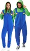 Two people wearing Luigi-themed onesies, one male and one female, standing and posing for the camera. Produktbild-Vorschau