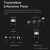 Diagram illustrating how a Godox TT685II flash can function as both a transmitter and a receiver unit, showing its compatibility with other Godox flashes and transmitters. Produktbild-Vorschau