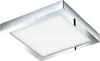 A square ceiling light with a chrome frame and a frosted white diffuser. Produktbild-Vorschau