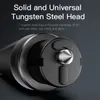 Close-up of the tungsten steel head of a safety hammer, with descriptive text about its features. Náhľad obrázku produktu
