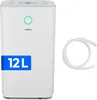 A white Medion dehumidifier is shown next to a white hose.