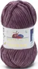 A ball of purple yarn with a label. Produktbild-Vorschau