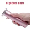 A hand holding a pink cylindrical device with a silver top. Produktbild-Vorschau