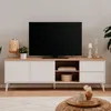 CALICOSY - Meuble TV 2 portes, 2 niches et 2 Voir les images du produit 2