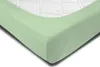 A close-up view of a light green fitted sheet on a mattress. Produktbild-Vorschau