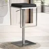 FineBuy Sgabello da bar nero in Pelle finta e acciaio inox Anteprima dell’immagine prodotto 1