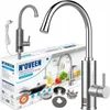 A product shot of an instantaneous water heater and its packaging, with some accessories. Anteprima dell’immagine prodotto