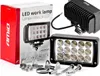 A product shot of an LED work lamp and its packaging, along with mounting hardware. Produktbild-Vorschau