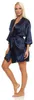 Damen Morgenmantel kurzer Kimono in Satin-Optik; Dunkelblau Produktbild-Vorschau 2