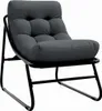 A dark gray armchair with a black metal frame is shown against a white background. Produktbild-Vorschau