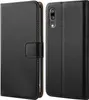 A black flip-style phone case for a Huawei P20 is shown from two angles. Produktbild-Vorschau