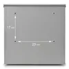 A rear view of a gray mailbox with measurement indicators. Produktbild-Vorschau