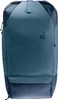 A front view of a teal and navy blue Deuter backpack. Voir les images du produit