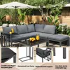 Outdoor lounge set with coffee table and side tables in a garden setting. Produktbild-Vorschau