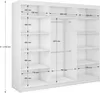 A diagram showing the dimensions of a white wardrobe. Produktbild-Vorschau