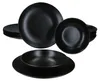 A set of black ceramic plates and bowls are arranged on a white background. Podgląd zdjęcia produktu