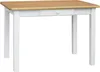 A white table with a wooden top and a single drawer. Anteprima dell’immagine prodotto