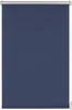 A blue roller blind is shown, fully extended, against a white background. Produktbild-Vorschau