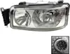 A single headlight for a truck is displayed against a white background. A close-up inset shows the connector of the headlight. Anteprima dell’immagine prodotto