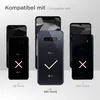 Three LG smartphones are displayed, showing compatibility with a product. Two phones have a red 'X' symbol, indicating incompatibility, while one has a green checkmark, indicating compatibility. Produktbild-Vorschau