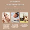 Collage showing a woman with acne, a sleeping baby, and two pets, with German text describing benefits. Produktbild-Vorschau