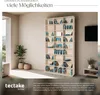 A living room scene with a bookshelf filled with items, plants, and a sofa. Produktbild-Vorschau