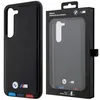 A black phone case and its packaging are displayed side-by-side against a white background. Produktbild-Vorschau