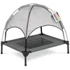 A raised pet bed with a canopy, shown against a white background. Produktbild-Vorschau