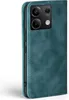 A teal flip case for a smartphone is shown from a diagonal side view. Produktbild-Vorschau