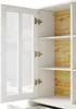 Close-up view of an open white cabinet with a wood-grain interior and shelves. Anteprima dell’immagine prodotto