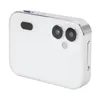 A white digital camera with a silver trim, shown from a diagonal angle. Podgląd zdjęcia produktu