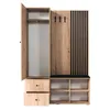 Garderoben Set modern inkl. Sitzpolster Eiche mit schwarz Produktbild-Vorschau 2