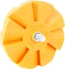 A close-up, front-facing view of an orange rubber polishing wheel with a metal bolt in the center. Náhled obrázku produktu
