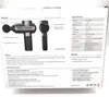 The image shows the packaging of a massage gun, with features and specifications listed. Produktbild-Vorschau