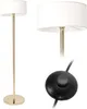 A collage of images showing a floor lamp and its foot switch. Náhled obrázku produktu