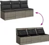 vidaXL Gartensofa mit Kissen 3-Sitzer Grau Poly Rattan Produktbild-Vorschau 8