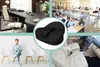 Collage showing an orthopedic seat cushion in various settings: an office, a car, and a waiting area. Podgląd zdjęcia produktu