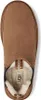 A top-down view of a brown UGG slipper with white fur lining. Voir les images du produit