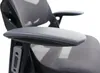 A close-up view of the armrest and mesh back of an office chair. Podgląd zdjęcia produktu