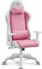 A pink and white gaming chair is shown from the front against a white background. Produktbild-Vorschau