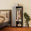 HOMCOM Armoire penderie mobile dressing avec rideau armoire Voir les images du produit 2