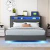 A bed with LED lighting and storage in a bedroom setting. Produktbild-Vorschau