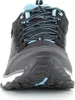A close-up front view of a black and blue hiking shoe. Produktbild-Vorschau