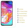 A smartphone screen protector is shown next to a smartphone. Feature icons and text are displayed to the right of the protector. Produktbild-Vorschau