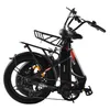 A black electric bicycle with fat tires is shown against a white background. Produktbild-Vorschau